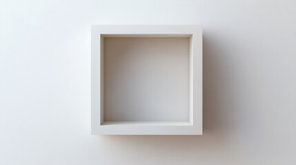Empty square niche in white wall. Realistic 3d vector illustration of showcase interior shelf for goods display. Light gallery box stand or bookshelf mockup for product presentation and exposition.