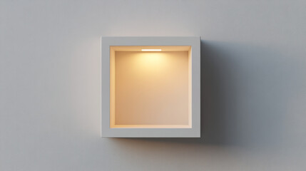 Empty square niche in white wall. Realistic 3d vector illustration of showcase interior shelf for goods display. Light gallery box stand or bookshelf mockup for product presentation and exposition.