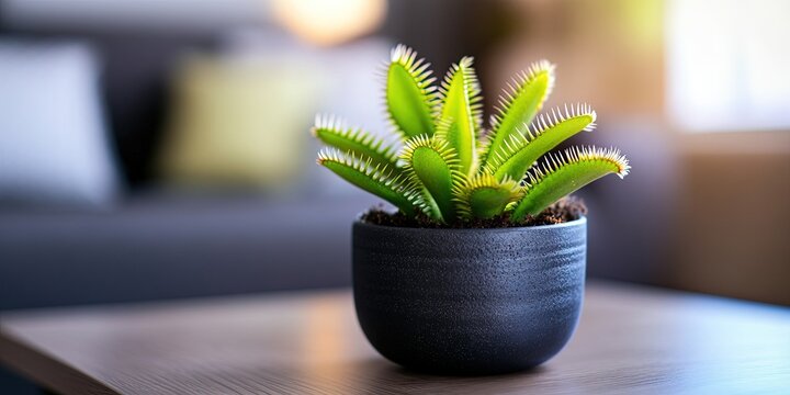 venus flytrap potted plant in modern living room
