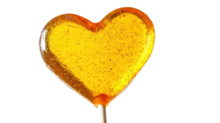 Colorful heart lollipop on transparent background