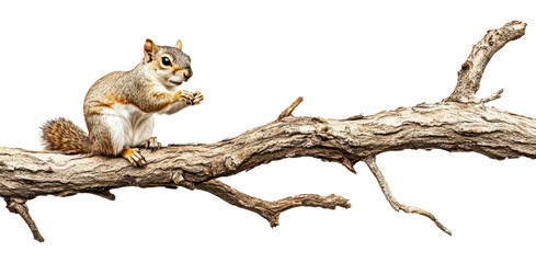 Obraz premium PNG Squirrel perched on a branch enjoying a snack