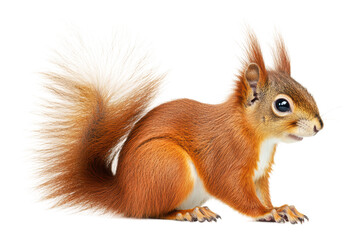 Fototapeta premium PNG Cute squirrel with bushy tail in natural pose