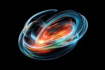 An abstract representation of swirling colors and lights forming a captivating shape, invoking emotions of energy, happiness, and creativity in a stunning design.