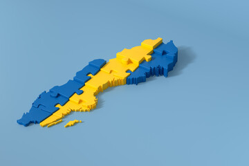 Sweden Map Shaped as a Colorful Puzzle