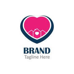 Pink heart surrounding houses, safeguarding a smaller heart. Great for marketing campaigns, logos, and advertisements related to home protection.