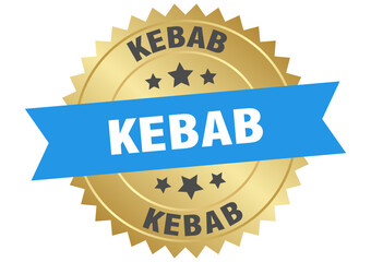 kebab. kebab round blue and gold label isolated on transparent background