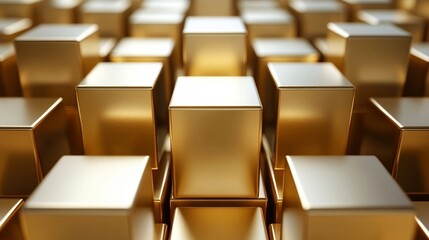 Fototapeta premium Abstract gold cubes, layered design, 3d render, Generative AI