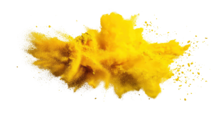 Yellow holi paint color powder on transparent background