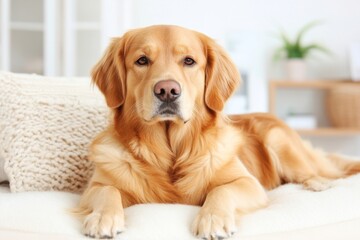 A veterinarian calmly examining a nervous dog, their steady hands and reassuring smile putting the animal at ease