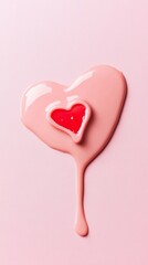 Obraz premium Valentines Day Elegance Rose Gold Liquid Heart Dripping on Pink Canvas for Luxury Event Decor and Digital Marketing in Womens Lifestyle Industry