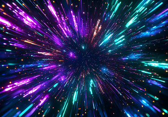 Fototapeta premium Colorful Cosmic Explosion with Vibrant Light Trails
