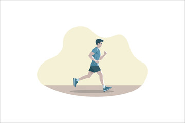 Running man, athlete, young man athlete runner focus sprint run. Individual sport. Vector illustration.