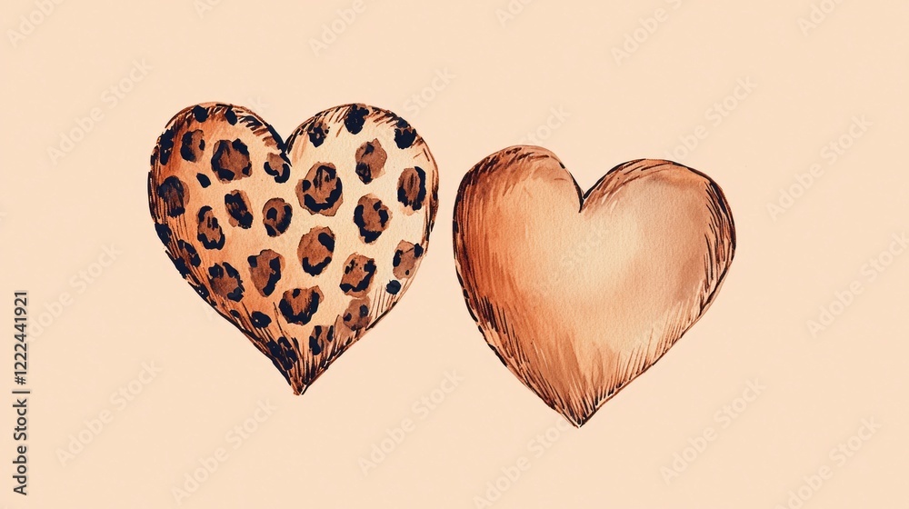 Poster these charming hearts feature a vibrant leopard print and a soft, warm hue, perfectly capturing the 
