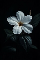 Fototapeta premium White Watercress Flower with Black Backdrop and Powdery Texture Nature in Garden
