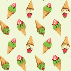 Summer dessert, Ice cream, chocolate, strawberry, summer, vacation, sea. rest, sweet, Vector
