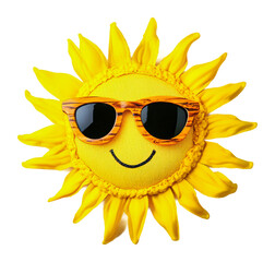 PNG Sunny face with cool shades, bright yellow