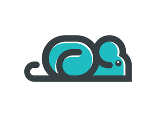 Fototapeta premium mice or mouse logo design, blue mini mouse logo with line art.