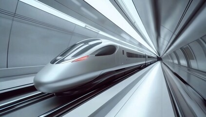 Fototapeta premium High-Speed Train in Futuristic Tunnel