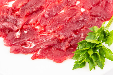 Obraz premium Hot pot ingredients fresh beef slices