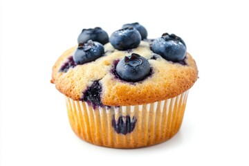 Closeup Image Of Fresh Blueberry Muffin On A White Background