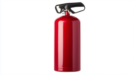 Obraz premium Red Fire Extinguisher: A vibrant red fire extinguisher stands ready, its sleek design and prominent handle signaling preparedness and safety.