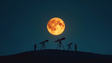 Cosmic Minimalism March Full Moon Stargazing on Scenic Hill Night Sky and Spring Equinox Events for Astronomy Enthusiasts and Nature Retreat Designers