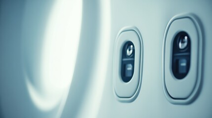 Close-up view of airplane window controls, showcasing sleek design and modern technology