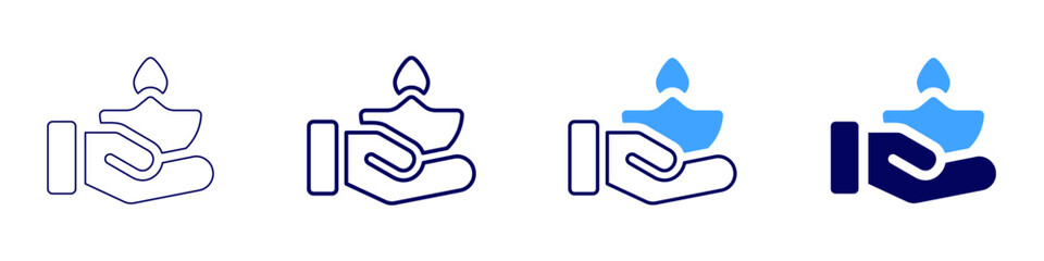 Diwali saree icon in 4 different styles. Thin Line, Line, Bold, and Bold Line. Duotone style. Editable stroke