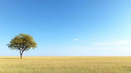 Obraz premium Solitary Tree in Golden Field
