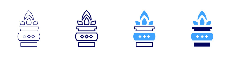 Obraz premium Kumbh kalash icon in 4 different styles. Thin Line, Line, Bold, and Bold Line. Duotone style. Editable stroke