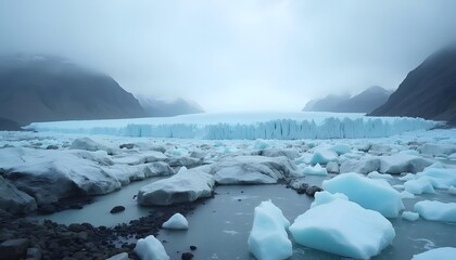 Melting Arctic Icebergs and Glacial Landscape Highlighting the Impact of Global Warming at the North Pole