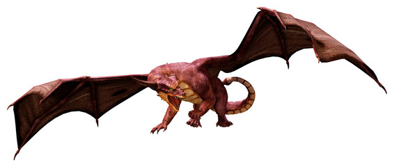 Naklejka premium 3D Rendering Fairy Tale Dragon on White