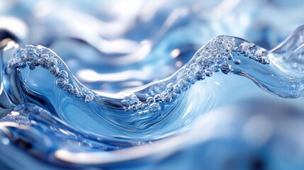 Abstract blue cubes, fluid design, 3d render, Generative AI