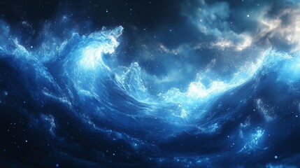 Fototapeta premium Abstract blue waves, fluid design, 3d render, Generative AI
