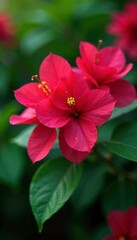 Pisonia Bougainvillea glabra Ti plant in garden, blooming, plant