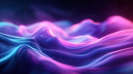 Beautiful aurora design with flowing waves of purple and cyan, creating a futuristic brand background.