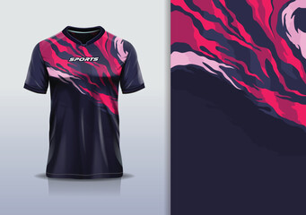 T-shirt mockup abstract texture grunge texture sport jersey design for football, soccer, racing, esports, running, in red black color © Nimpuna O