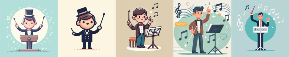 A vector collection of a music composer