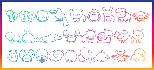Doodle animal icon bundle