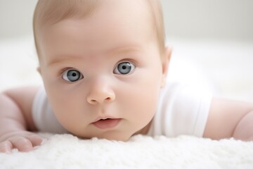 Soft light photography of a newborn baby on a white background