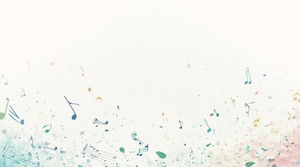 Obraz premium A clean, modern background with a light beige-to-white gradient. Abstract, minimalist music notes and treble clefs. Use for presentation, slide show, banner, cover, web, card, poster, powerpoint.