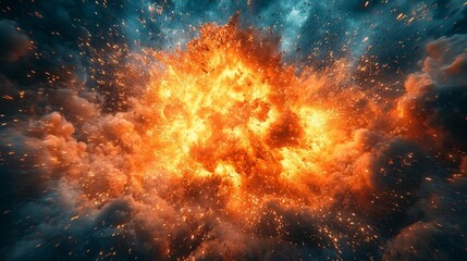 Naklejka premium Frozen Moment of a Dramatic Missile Explosion in Mid Air