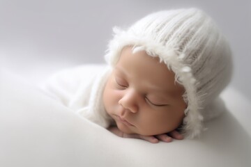 Soft light photography of a newborn baby on a white background
