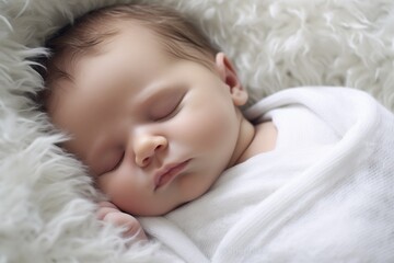 Soft light photography of a newborn baby on a white background