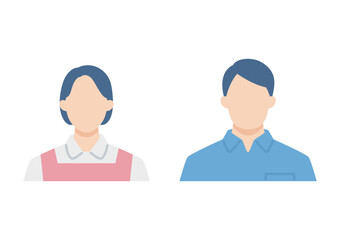 エプロンやポロシャツの介護士