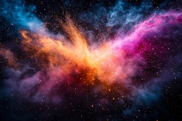 Mesmerizing Cosmic Explosion of Glowing Orb Unleashing Shimmering Light Particles and Vibrant Energy Waves