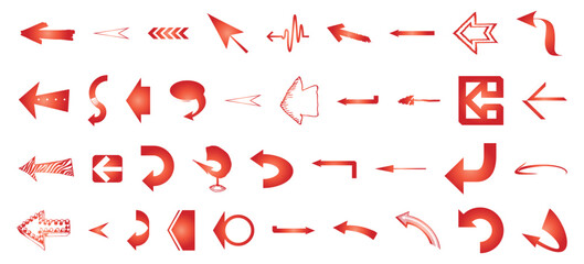 Arrow sign icon collection. Turning sign icon bundle