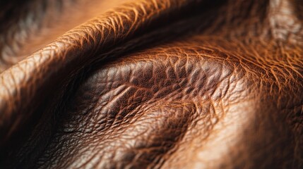Fototapeta premium Textured Brown Leather: A Close-Up View of Rich, Distressed Leather Hide