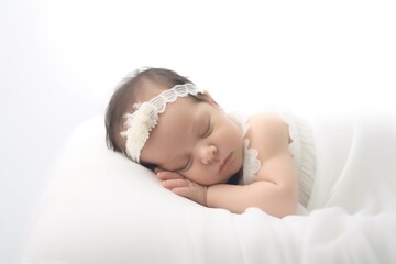 Soft light photography of a newborn baby on a white background