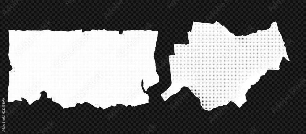 Aufkleber Torn paper scrapbook with ripped page and edge in notebook style. Vector sheet with crack and shadow at the transparent background.